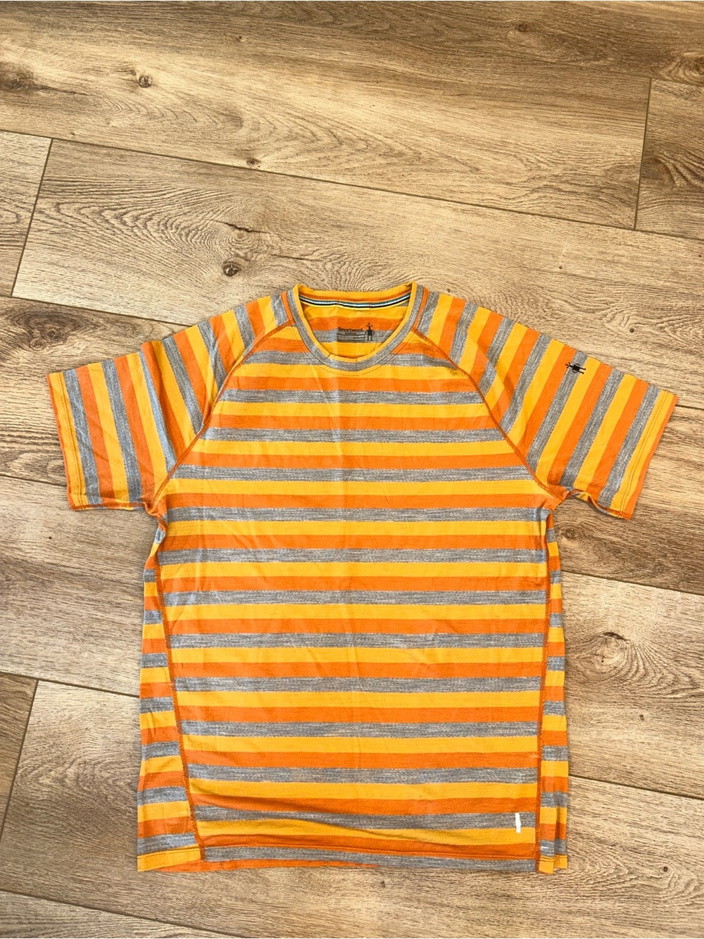 Smartwool Tee Orange and Gray Striped Short-Sleeve Top